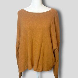 Zenana Size XL Thermal Pullover Sweater Slouch Shoulders Cropped Gold